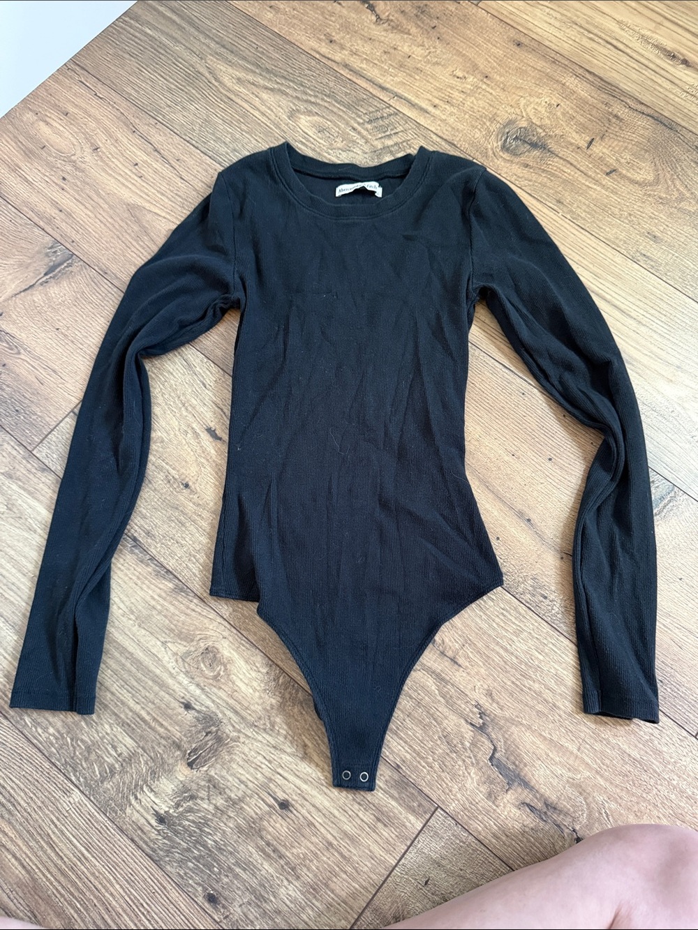 Abercrombie & Fitch Black Long Sleeve Ribbed Bodysuit